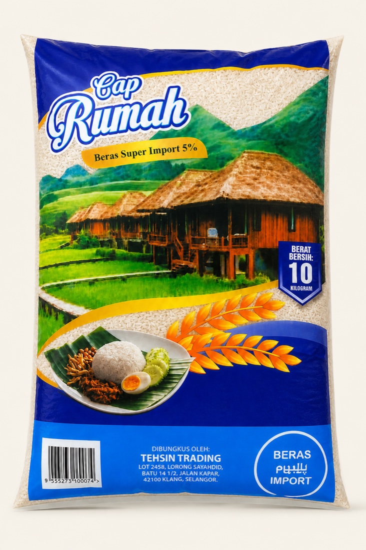 Beras Cap Rumah Beras Super Import 5% rice, 10 kilogram pack